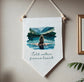 Cold Water, Fierce Heart Quote with Female Wild Swimmer in Bobble Hat – Boho Hanging Linen Wall Art Home Décor
