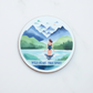 Wild Heart Free Spirit Round Wooden Coaster – Wild Swimming Watercolour Design