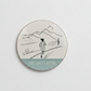 Leave Limits Behind Round Coaster – Female Runner Line Art Design | Motivational Fitness Décor