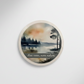 Less Noise, More Nature Round Coaster – Watercolour Lake & Trees Design | Tranquil Outdoor Décor