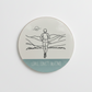 Leave Limits Behind Round Coaster – Male Runner Line Art Design | Motivational Fitness Décor