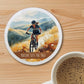 Nature Sets The Pace Round Coaster – Female Mountain Biker Watercolour Design | Adventure & Outdoor Décor