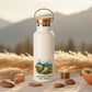 Nature Sets the Pace Metal Water Bottle – 500ml Stainless Steel Insulated Flask with Watercolour Mountain Biking Design