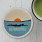 Saltwater Soul Round Coaster – Ocean Wild Swimmer Silhouette Design | Coastal & Sea Lover Décor