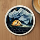 Simple Pleasures, Infinite Skies Round Coaster – Watercolour Mountain Camping Night Design | Starry Sky Adventure Décor