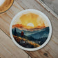 Slow Steps, Big Views Round Coaster – Watercolour Mountain Hiker Design | Adventure & Nature Décor