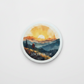 Slow Steps, Big Views Round Coaster – Watercolour Mountain Hiker Design | Adventure & Nature Décor