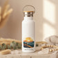 Slow Steps Big Views Metal Water Bottle – 500ml Stainless Steel Insulated Flask with Watercolour Hiker & Mountain Sunrise Design