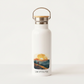 Slow Steps Big Views Metal Water Bottle – 500ml Stainless Steel Insulated Flask with Watercolour Hiker & Mountain Sunrise Design