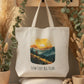 Slow Steps Big Views Tote Bag – Sunrise Over Mountains Watercolour Design