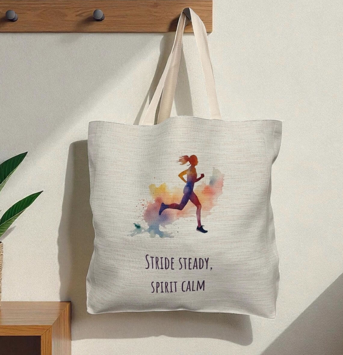 Stride Steady Spirit Calm Tote Bag – Female Empowerment Linen Design
