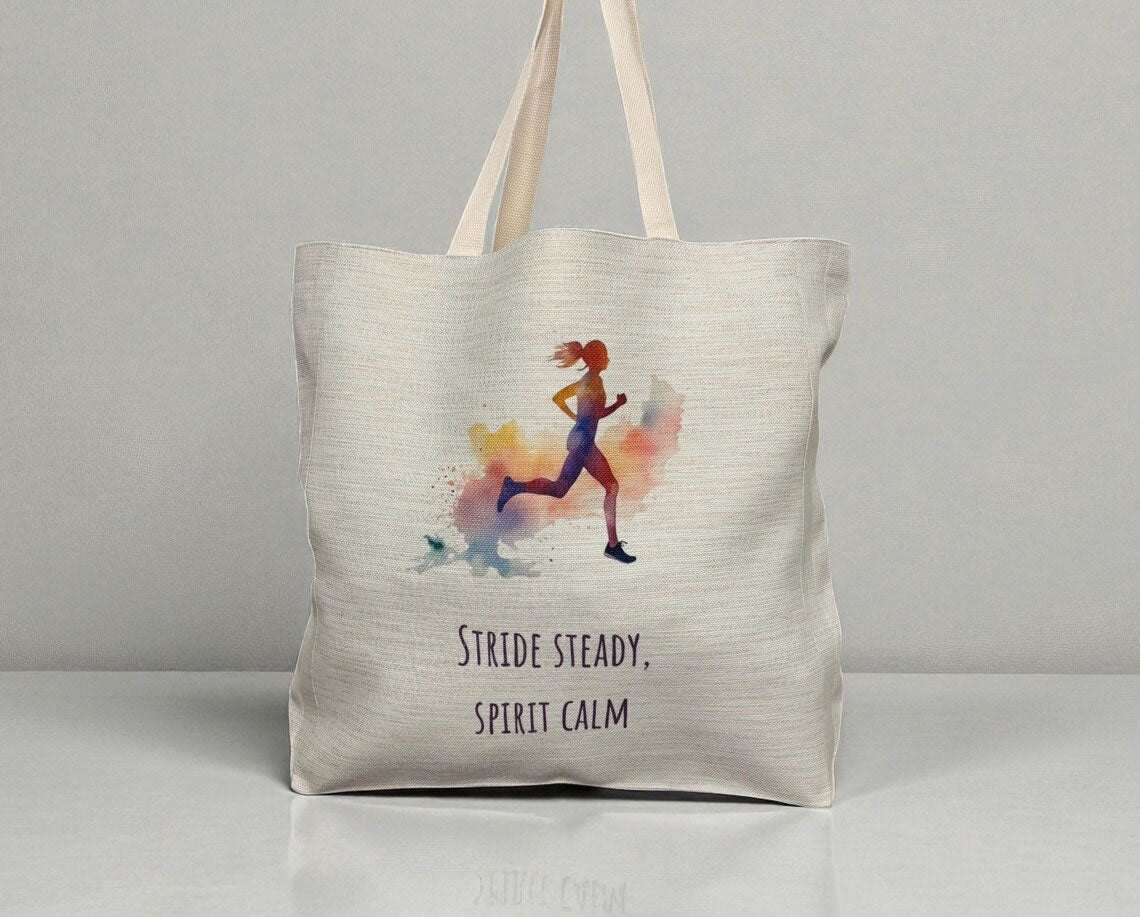 Stride Steady Spirit Calm Tote Bag – Female Empowerment Linen Design