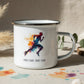 Stride Steady Spirit Calm Enamel Mug – 12oz Male Runner Line Art Mug