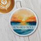 Sun Sea Soul Round Coaster – Sunset Over the Sea Watercolour Design | Coastal Boho Décor