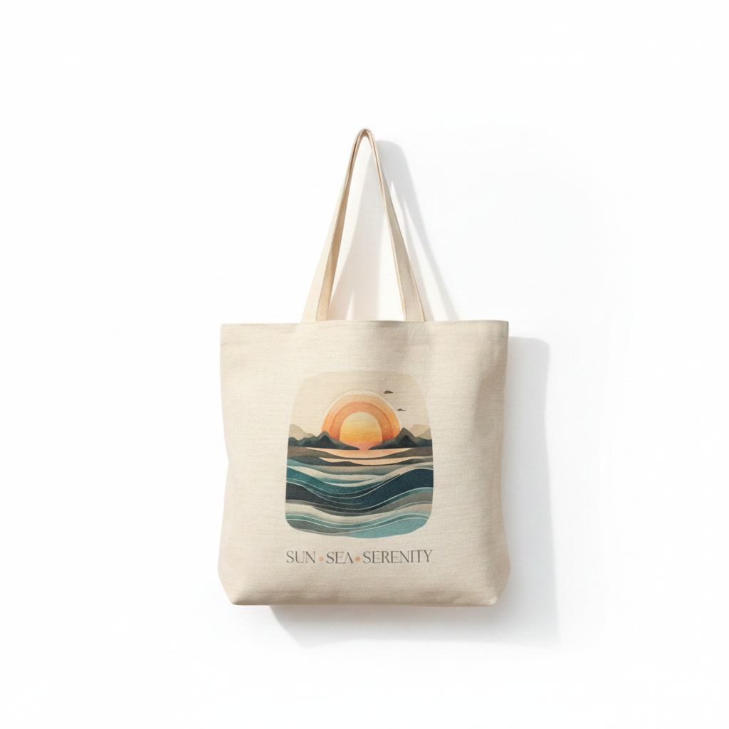 Sun Sea Serenity Tote Bag – Layered Sunset & Sunrise Ocean Design