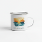 Sun Sea Soul Enamel Mug – 12oz Camping Coffee Cup with Sunset Over the Sea Design