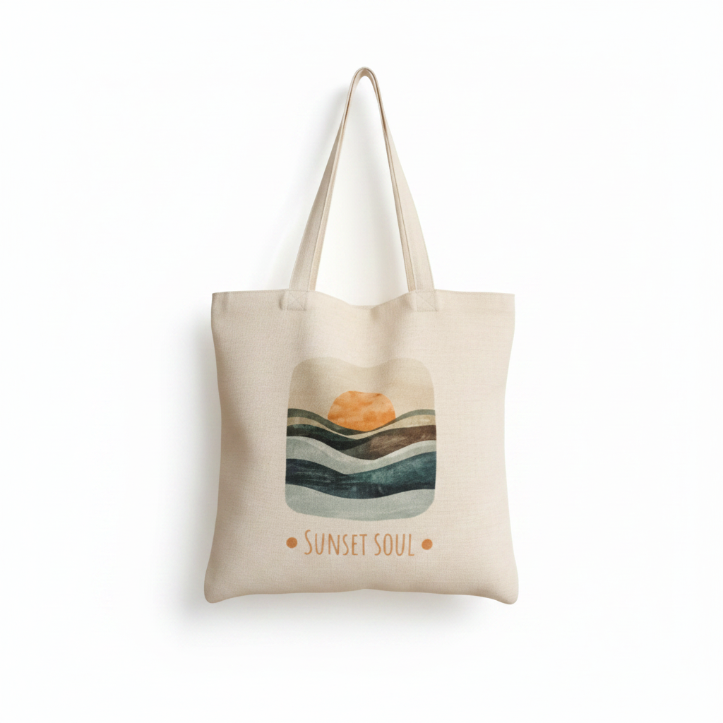 Sunset Soul Tote Bag – Layered Ocean Sunset Watercolour Design