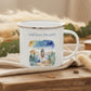 Wild Heart Free Spirit Enamel Mug – 12oz Camping Coffee Cup with Watercolour Wanderlust Design